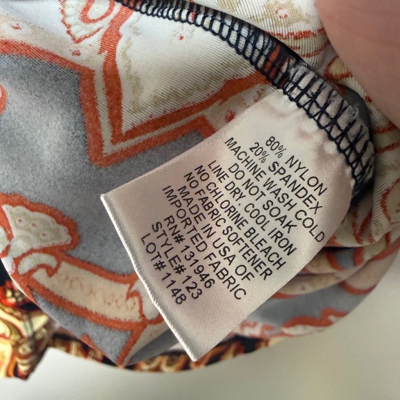 Jude Connally Sheath Dress Womens Small Orange Paisley Jude Cloth 3/4 Sleeve 123 - Picture 5 of 7